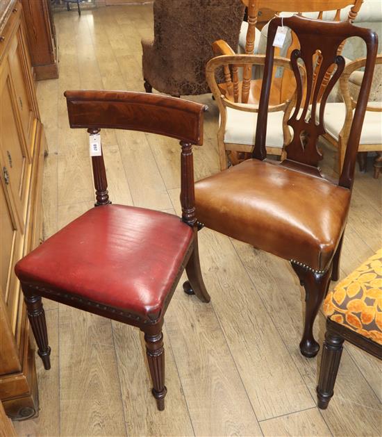 A George II walnut dining chair and a Gillows style chair
